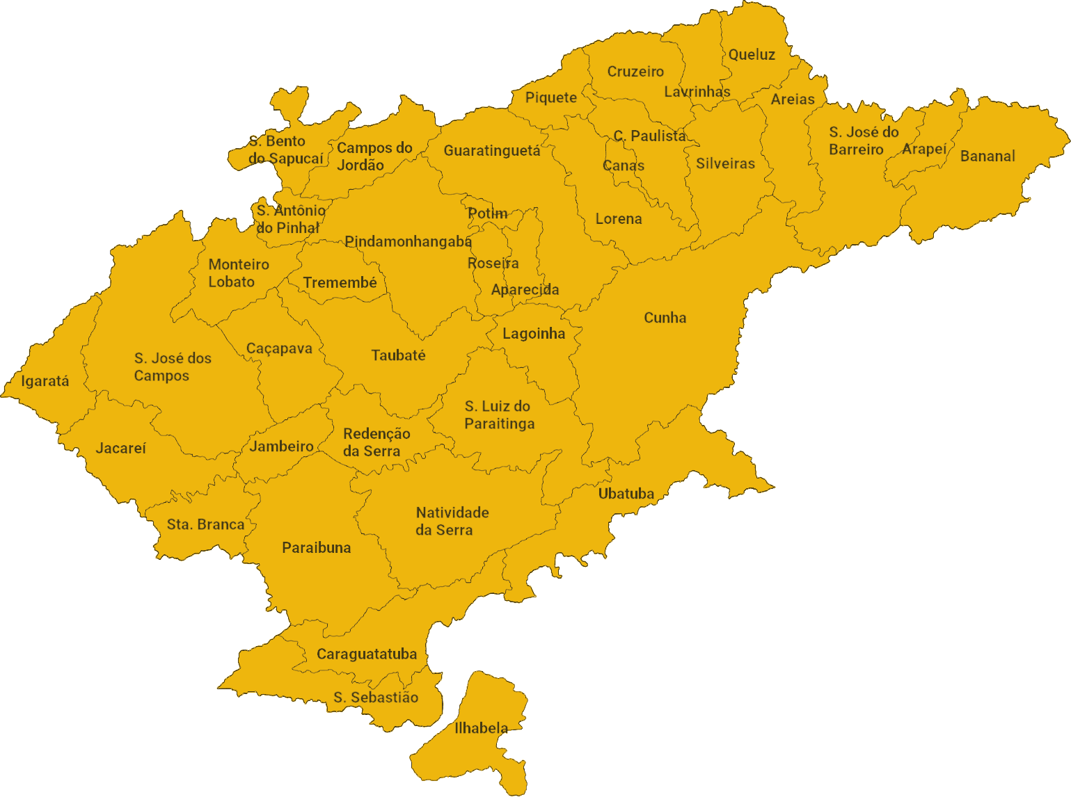 Mapa do Vale do Paraíba — região de atuação CDO